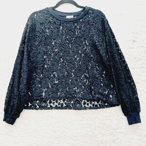 Blouse Size M Black Rose Lace Whimsygoth Fairygoth Romantic Mesh Goth Alt Girl
